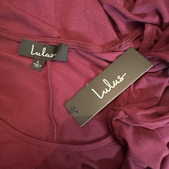 Lulus Twirl Power Dress Swing Womens Sz L Burgundy Stretch Pockets Knee Length - Picture 4 of 10